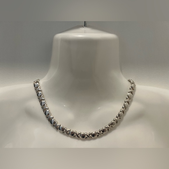 Hugs & Kisses XO Vintage Sterling Silver Chain Link Necklace - Picture 1 of 5